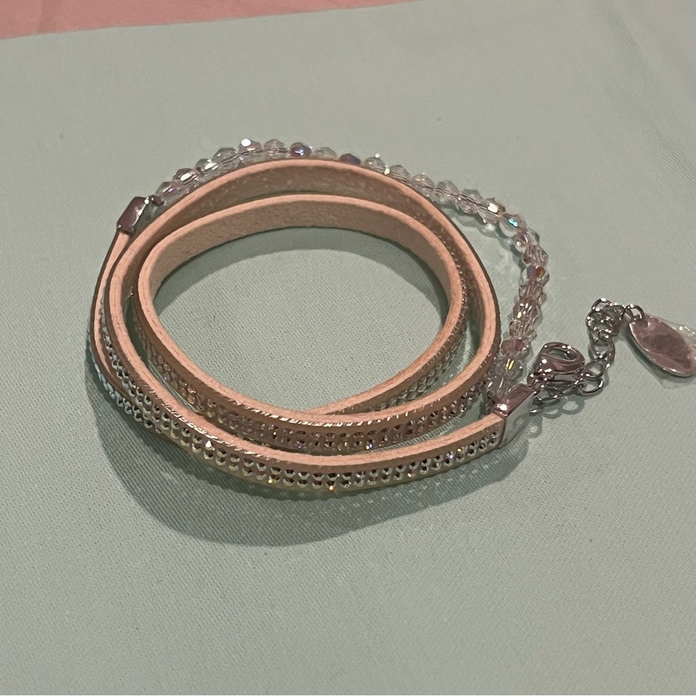 Wolford x Swarovski Crystal Cream Wrap Bracelet